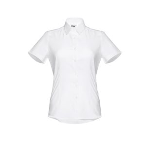 THC LONDON WOMEN WH. Camisa oxford de manga curta para senhora. Cor branca