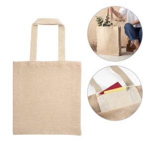 PADOVA. Saco em juco (275 g/m²) com bolso interior em 100% algodão (120 g/m²)