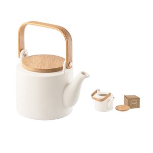 GLOGG. Bule em cerâmica com tampa e pega em bambu 700mL