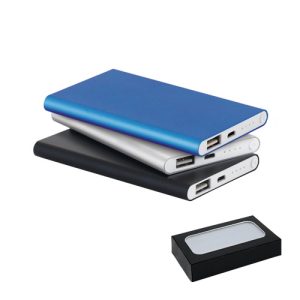 MARCET. Power bank slim 4'000 mAh em alumínio reciclado (100% rAL) e ABS reciclado (100% rABS)