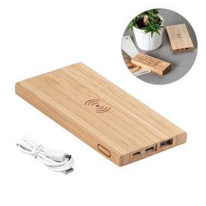 FITCH. Power bank 5'000 mAh com carregador wireless em bambu 5W