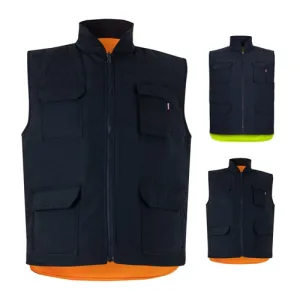 VL DIANA. Colete acolchoado (220g/m²), reversível e multibolsos, em poliéster (100%), com fecho de correr e puxador reversível