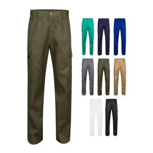 VL AINE. Calças em sarja (190g/m²) multibolsos, em algodão (20%) e poliéster (80%)