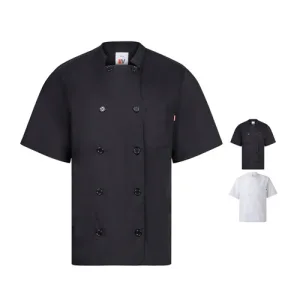 VL DURGA. Jaleca de cozinha de popelina (110g/m²) de manga curta, em algodão (35%) e poliéster (65%)