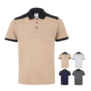 VL VELES. Polo piqué stretch bicolor (200g/m²) de manga curta, em poliéster (96%) e elastano (4%)