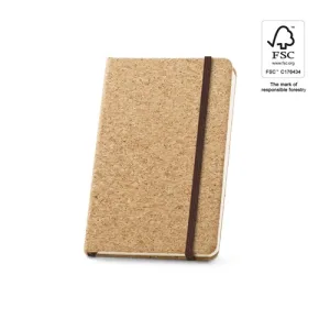 HAWKINS. Bloco de notas de bolso em cortiça com folhas lisas, em material certificado FSC™ e outros materiais controlados